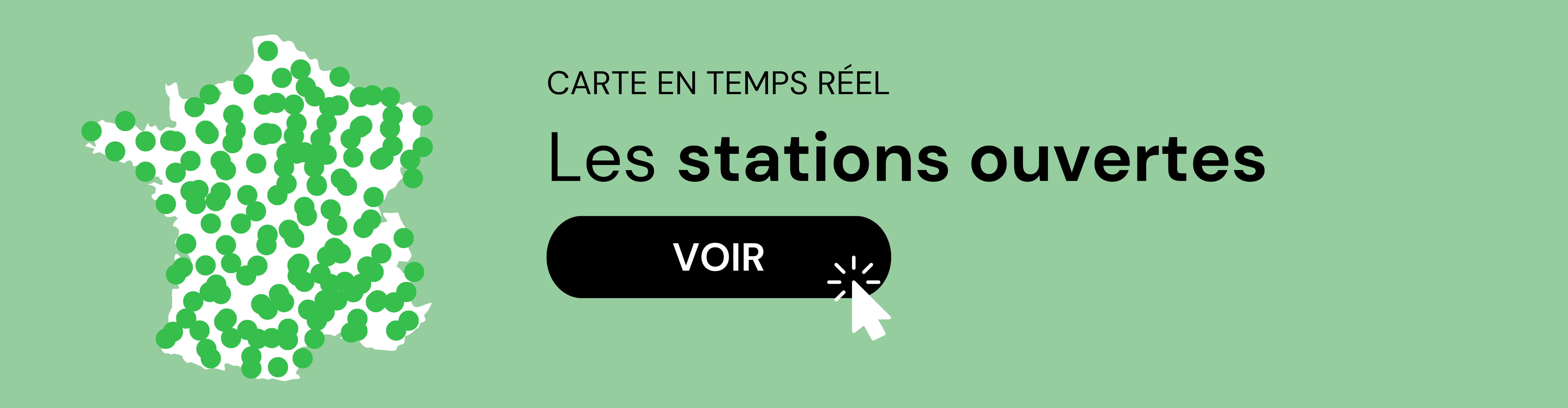 Carte des stations ouvertes et approvisionnées en temps réel en France